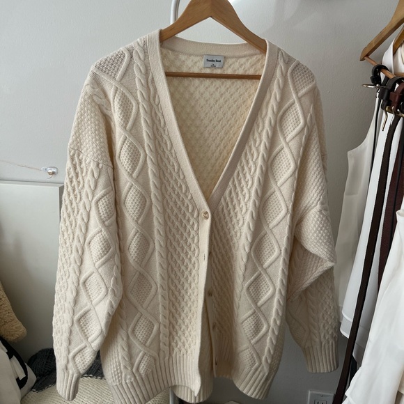 Sunday Best Sweaters - Sunday Best Cream Cable Knit Cardigan
